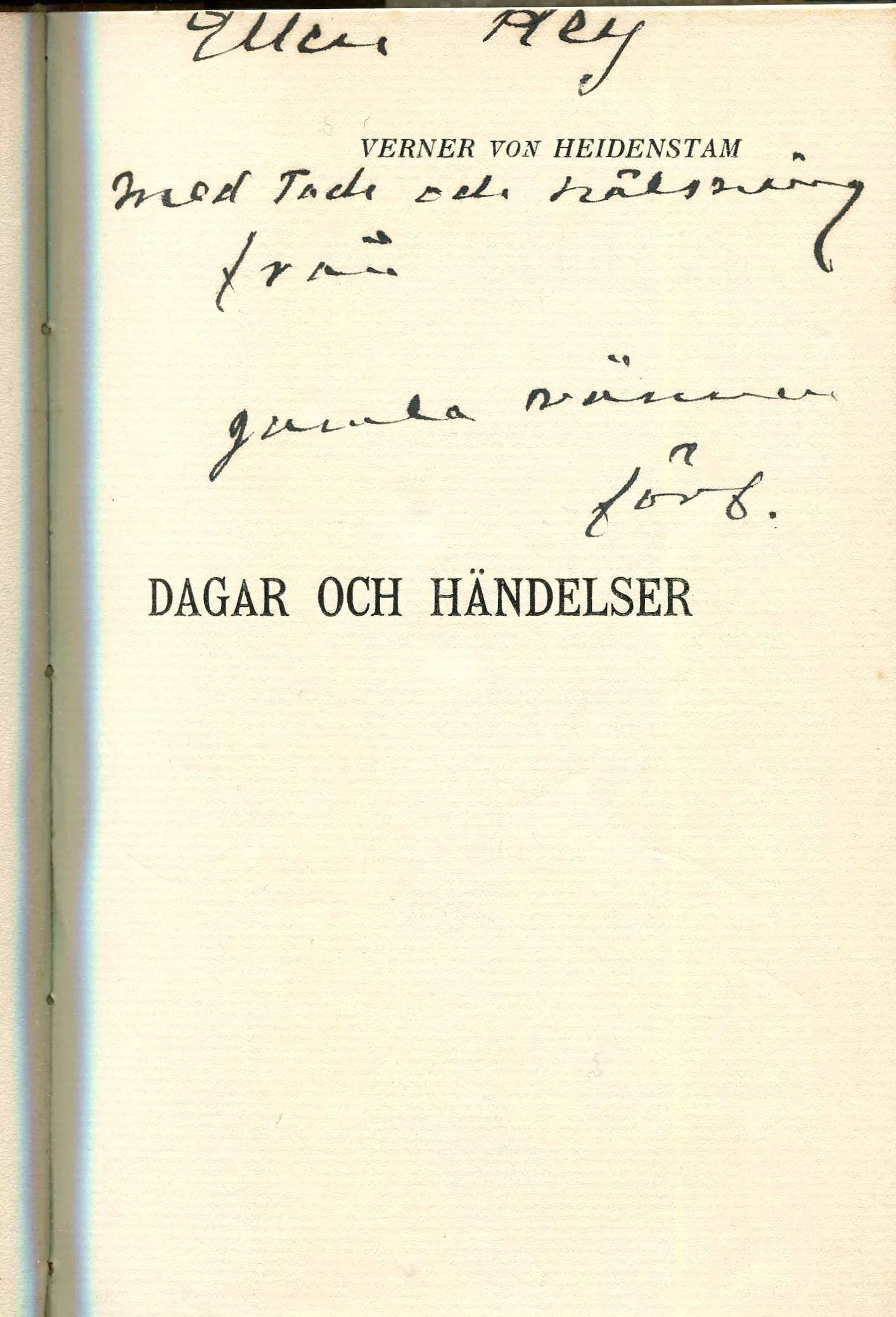 Dagar och händelser , Stockholm 1909