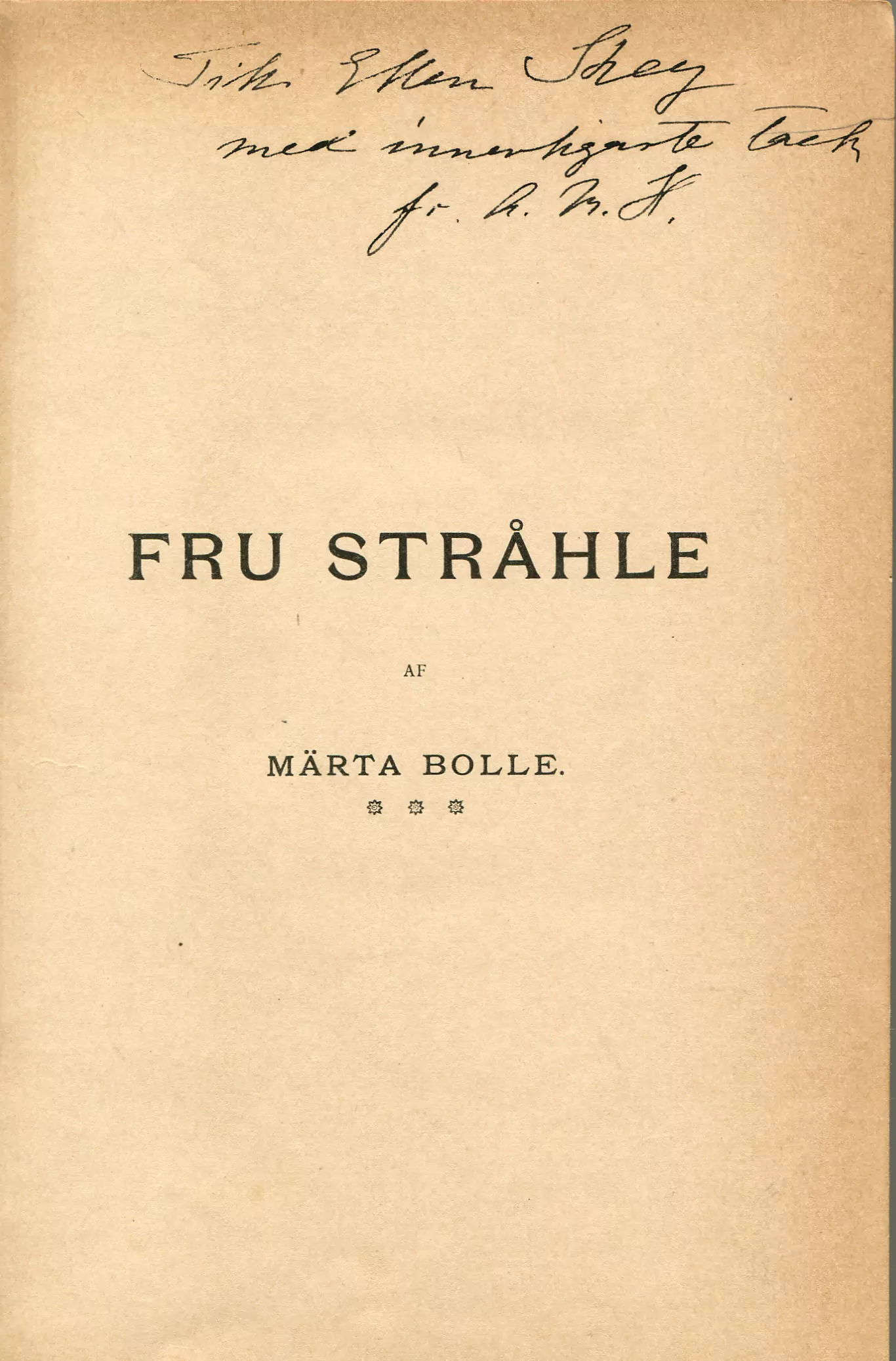 Fru Stråhle , Stockholm 1894