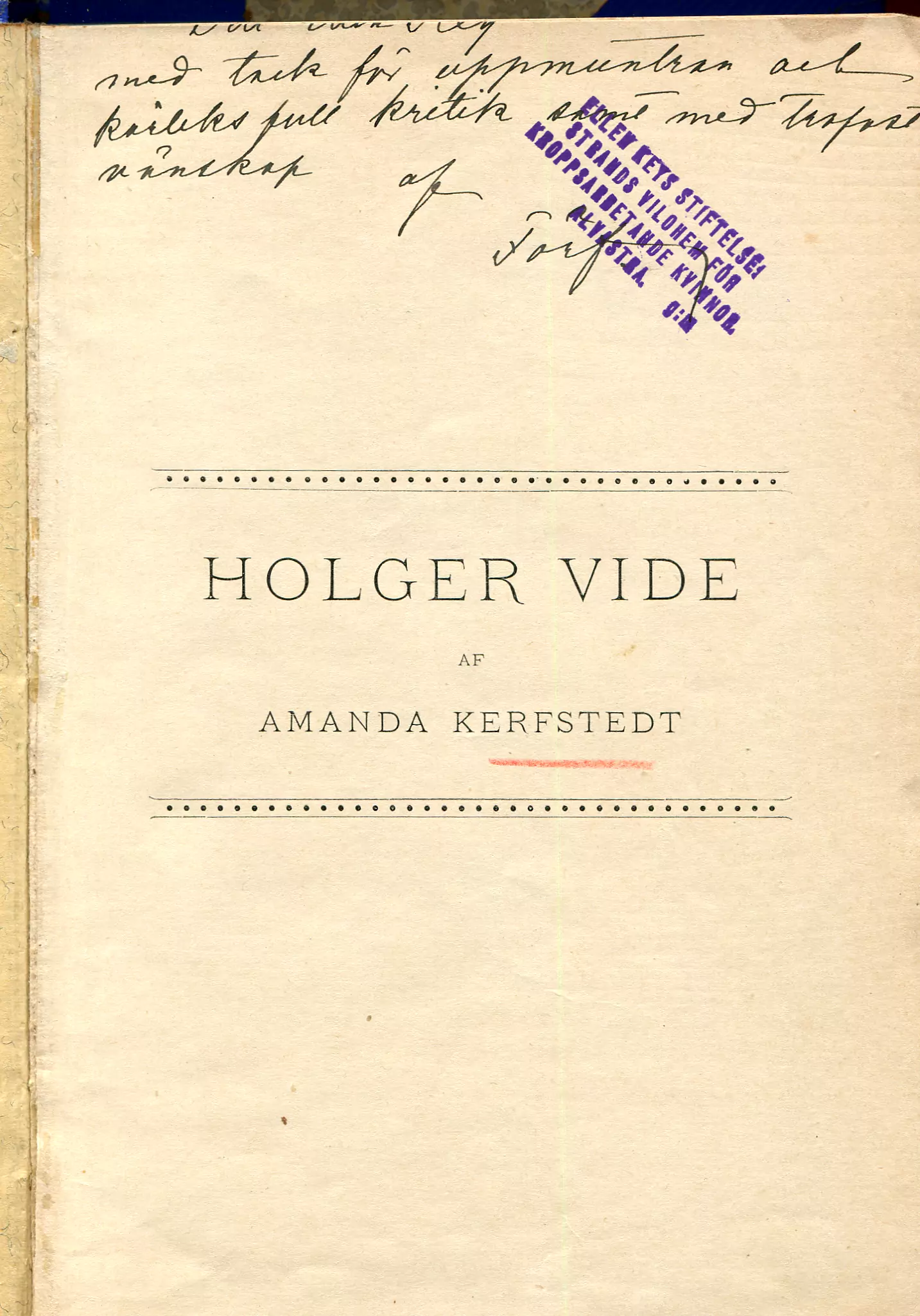 Holger Vide : roman, Stockholm 1893