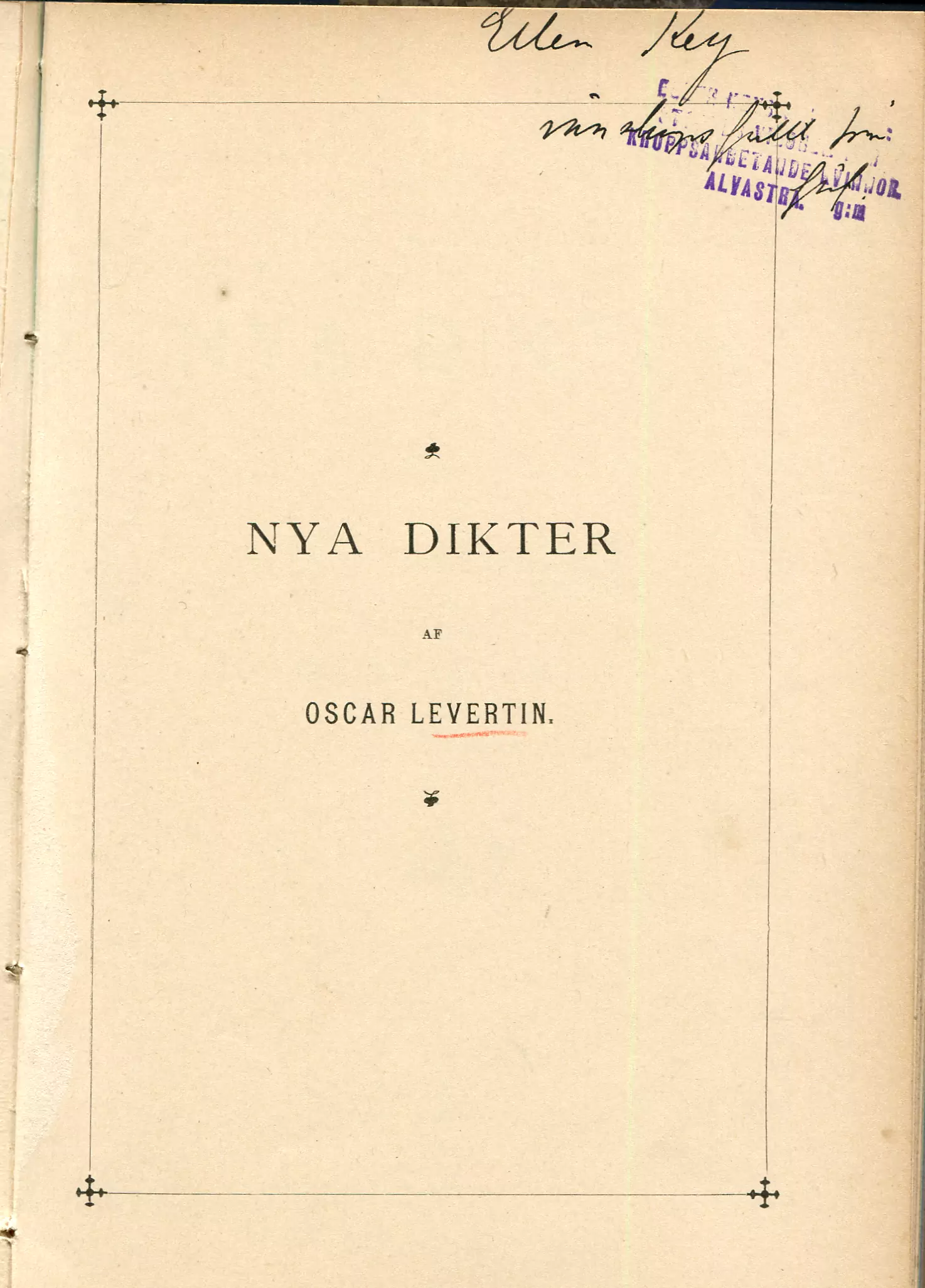 Nya dikter, Stockholm 1894