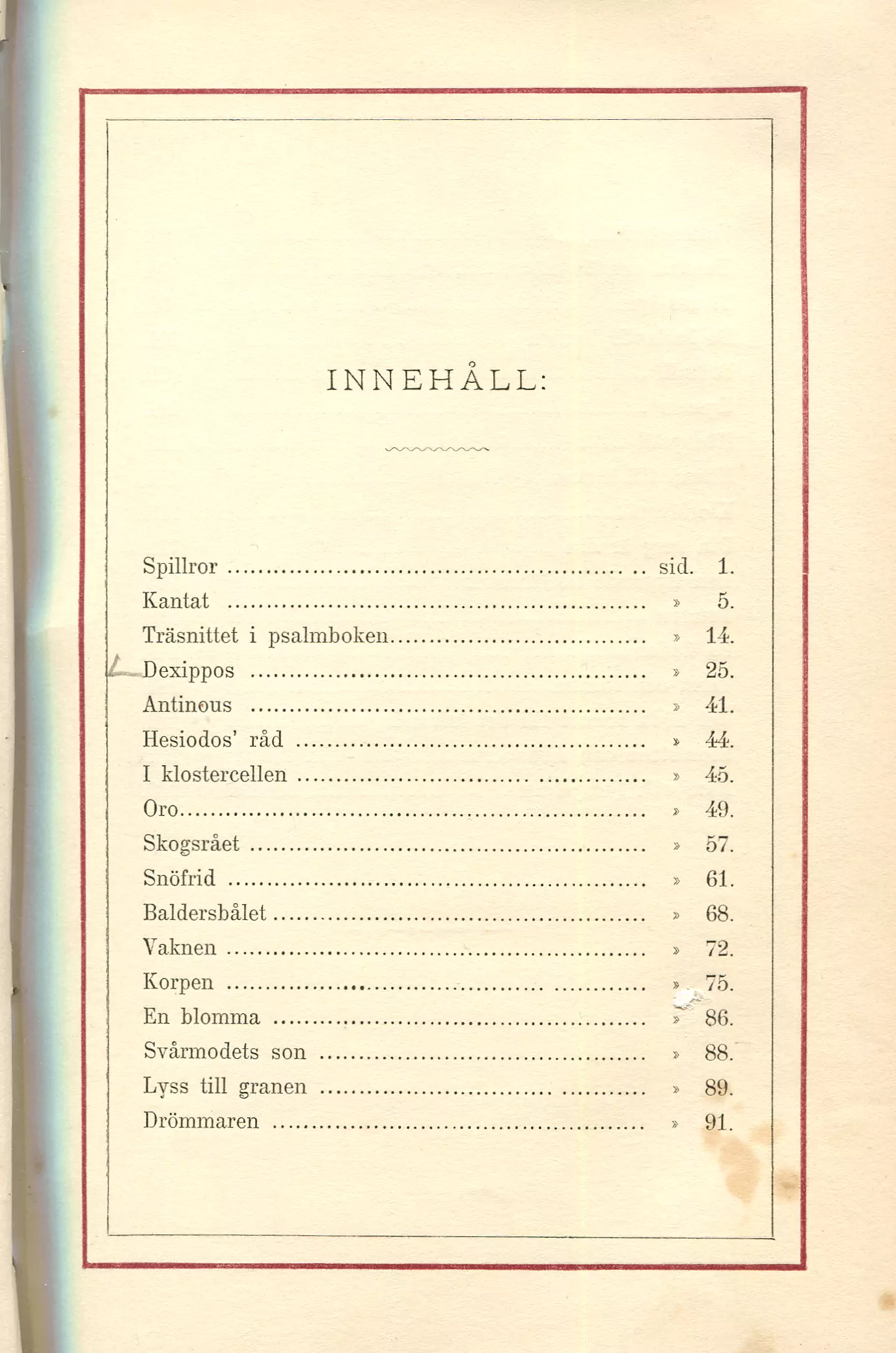 Dikter Första samlingen, Stockholm 1882