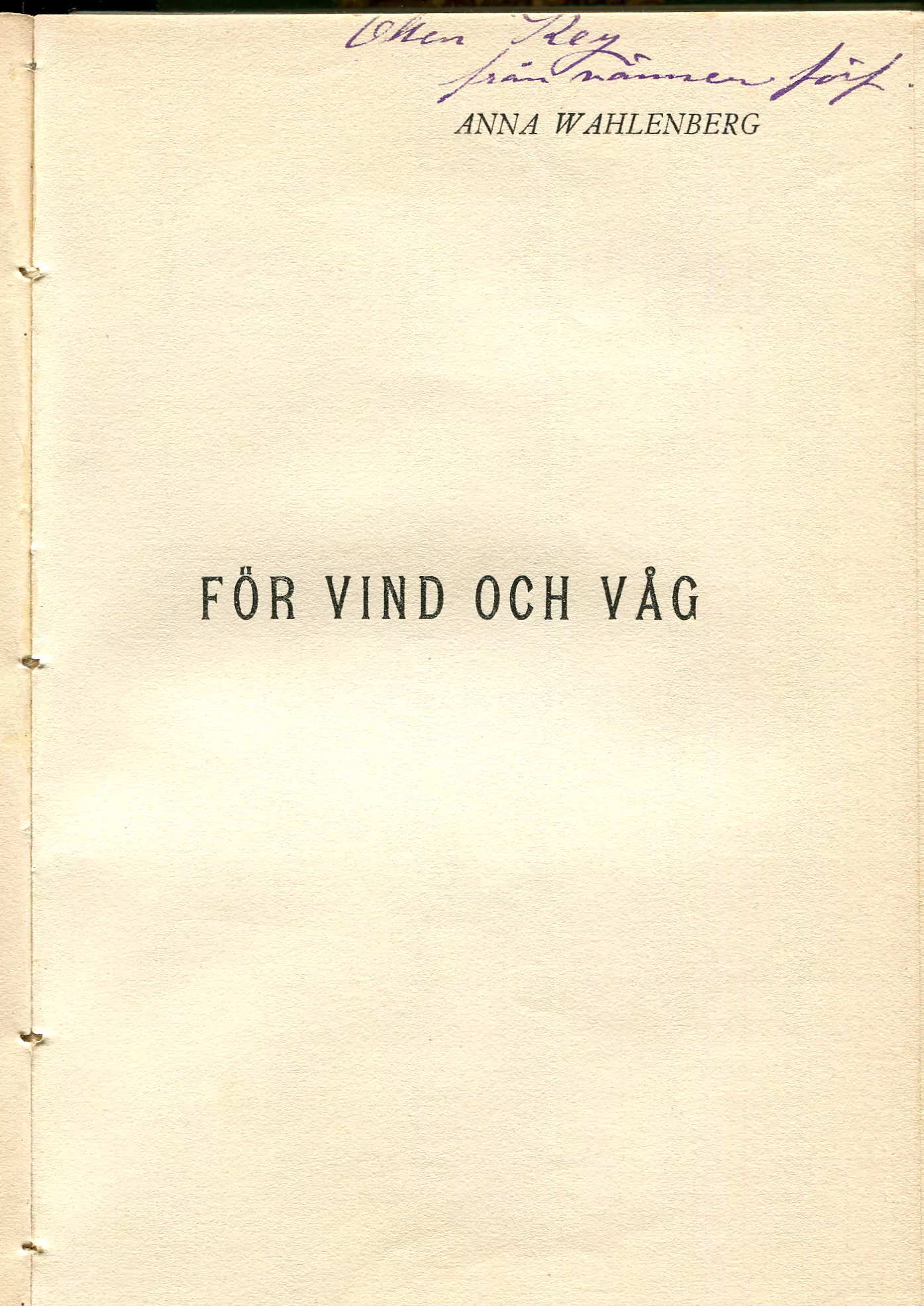 För vind och våg , Stockholm 1902