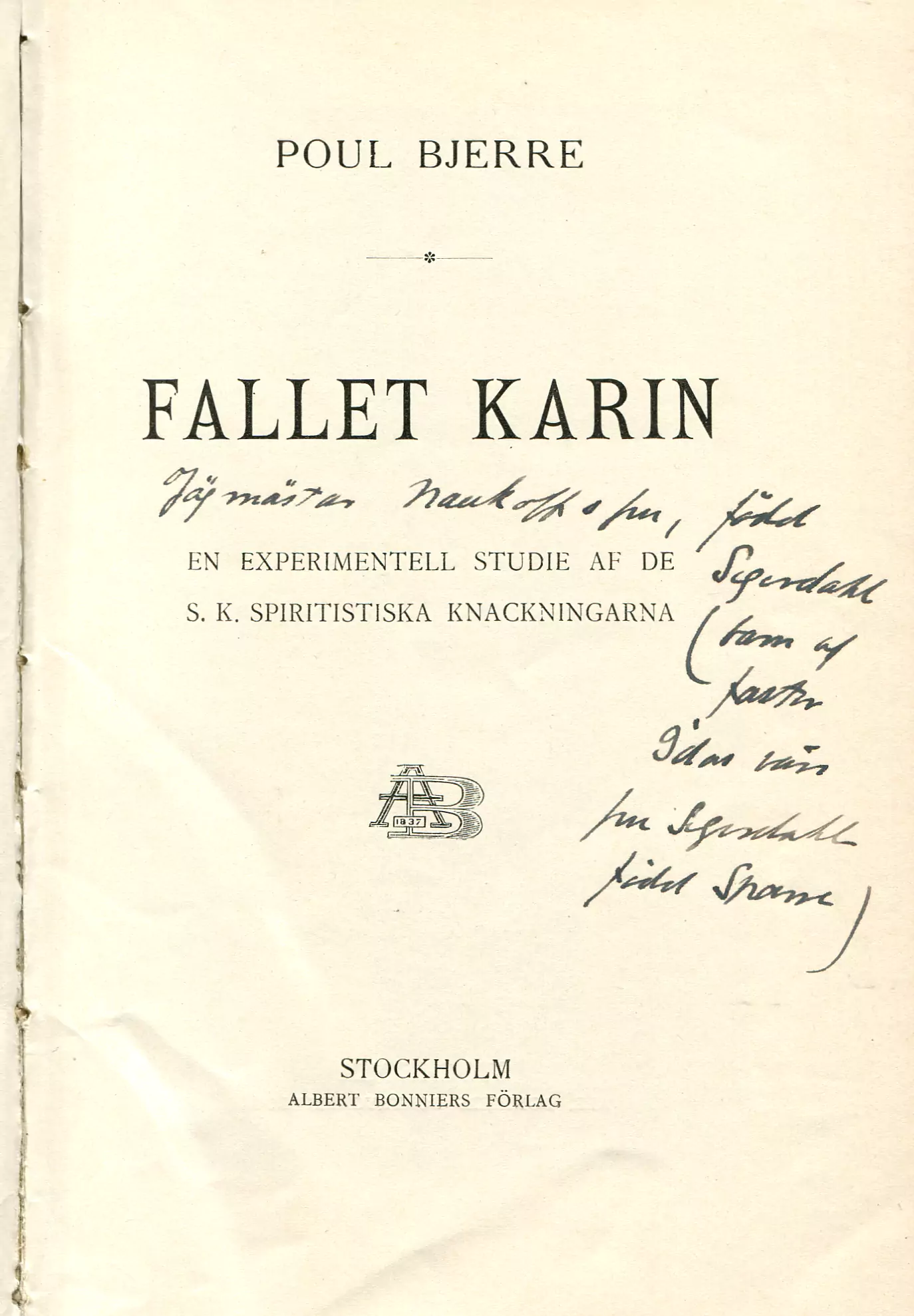 Fallet Karin , Stockholm 1905