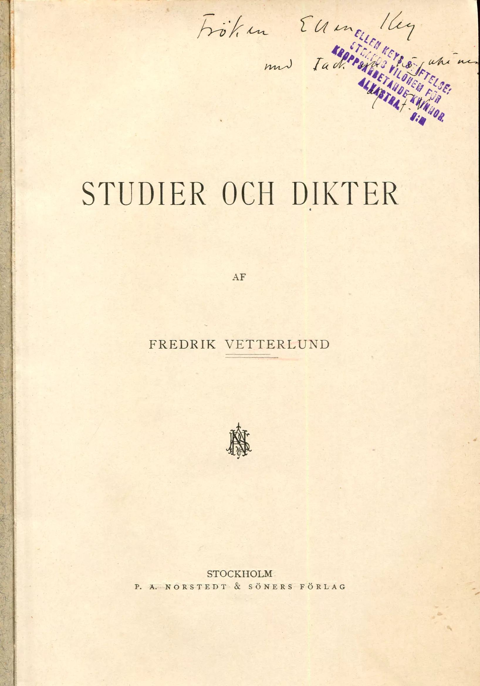 Studier och dikter, Stockholm 1901