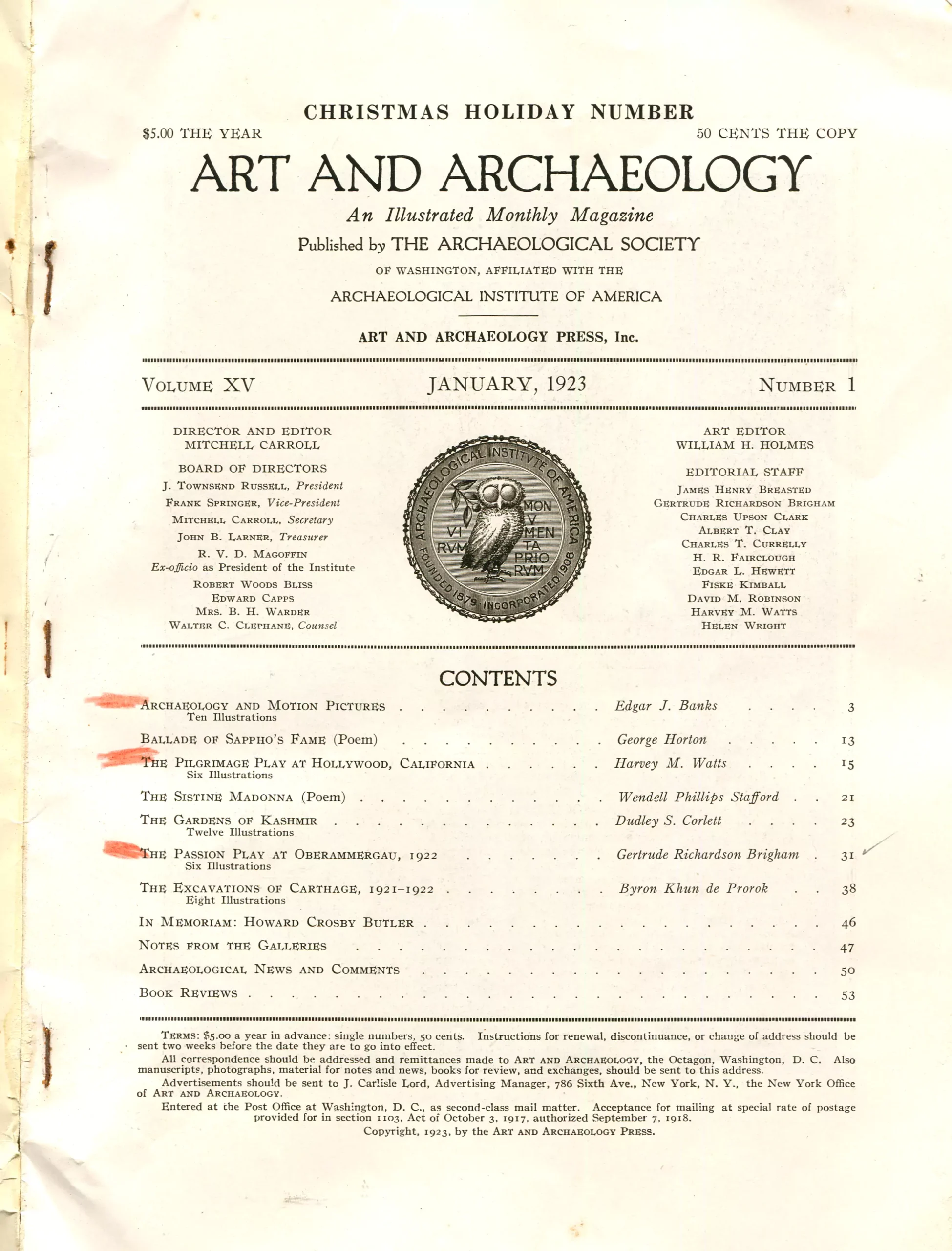 Art and archaeology  Vol. 15, Washington. DC 1923