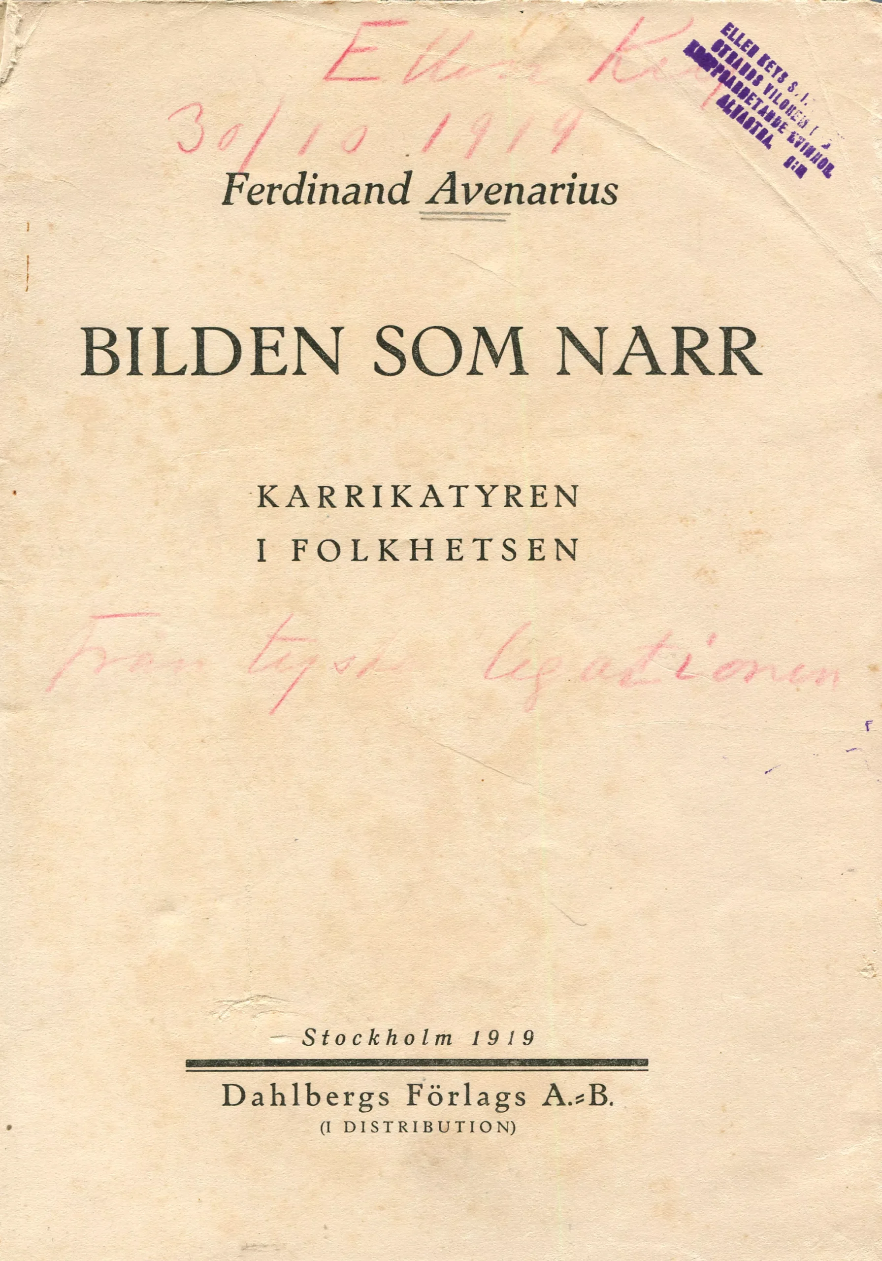 Bilden som narr , Stockholm 1919